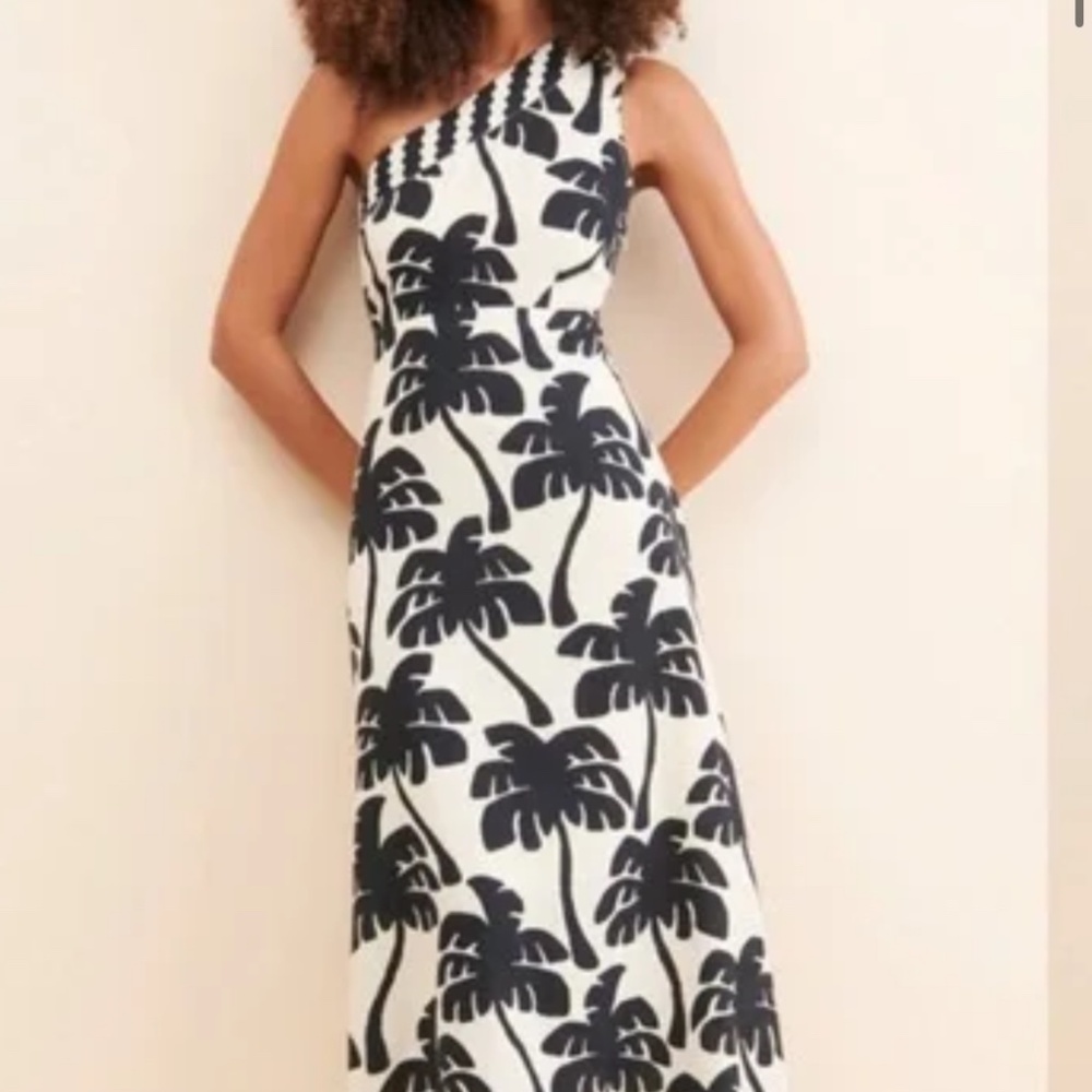 Farm Rio   Maxi Dress in Palm Monochrome Pattern, small